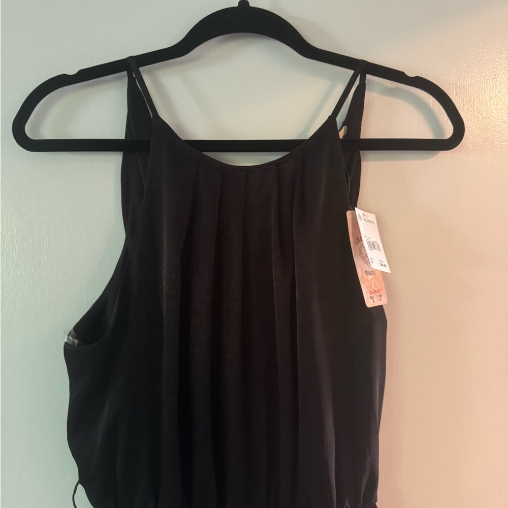 Black silk halter jumpsuit